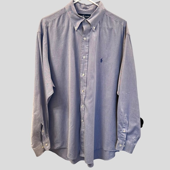 Ralph Lauren YARMOUTH long sleeve button down shirt, men's size M cotton white type Vintage Second Hand
